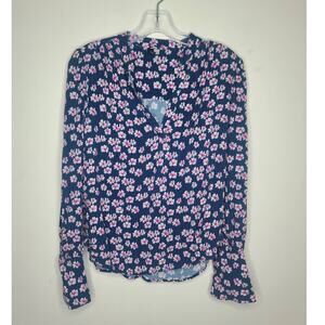 Kut from the Kloth blue v-neck floral long sleeve shirt - small